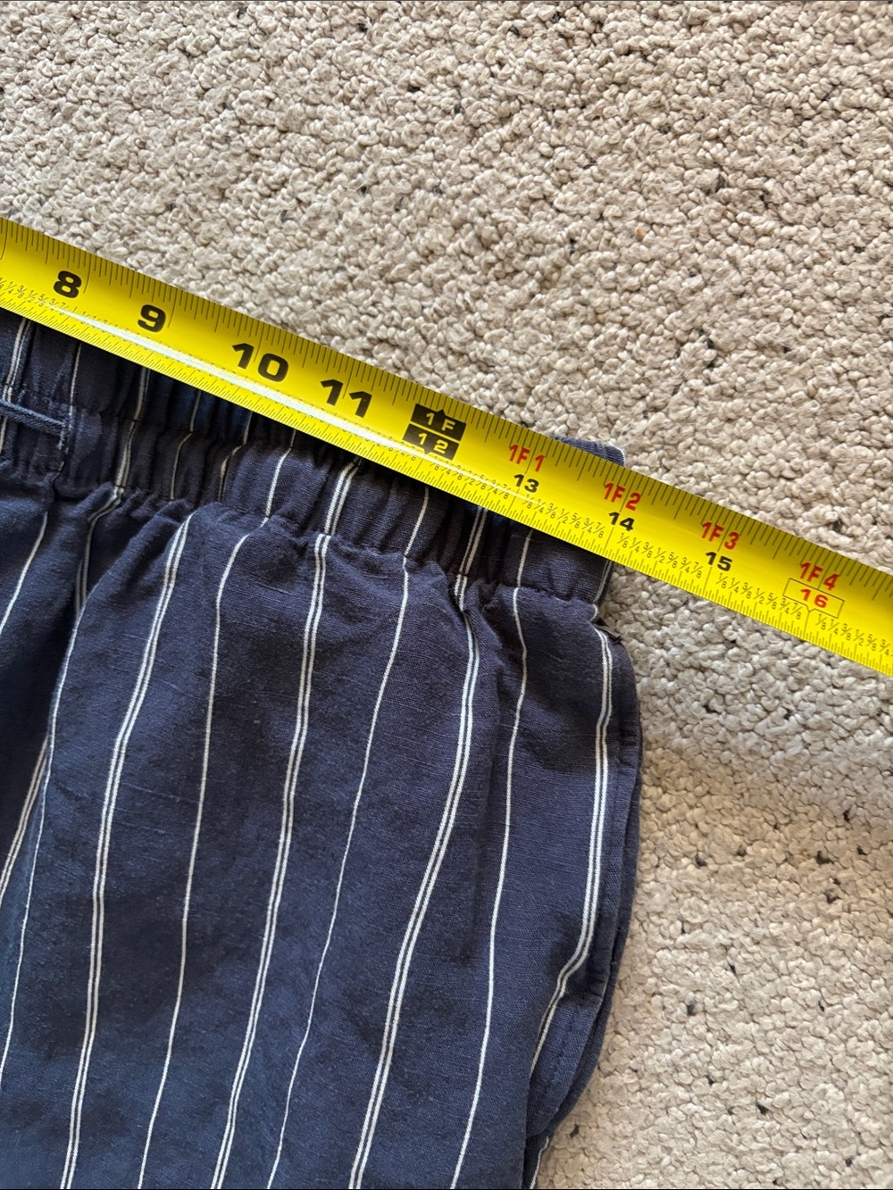 H&M Navy Blue Vertical Stripe Wide-Leg Drawstring Linen Blend Pants - Picture 5 of 9